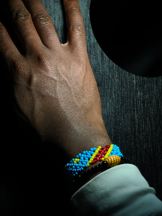 Thee my country CONGO stretched beaded bracelet