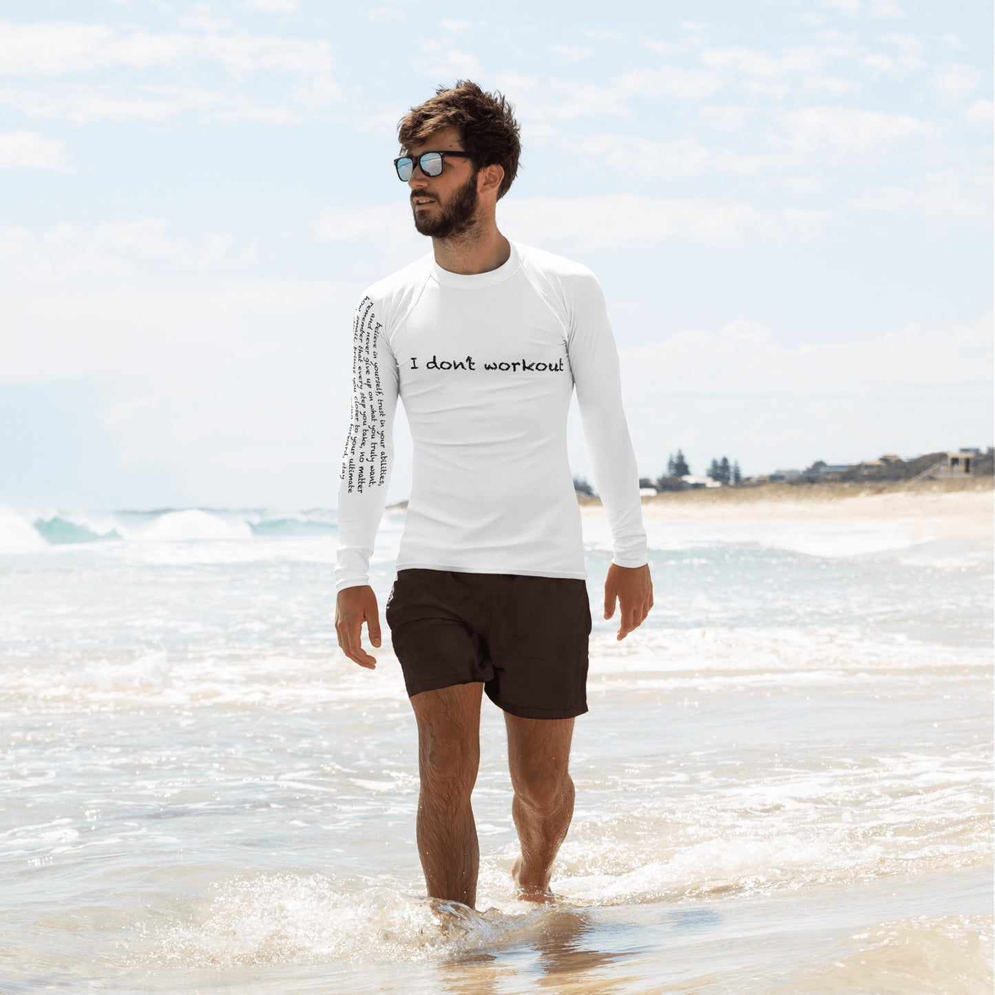 Men's I don't workout running, workout, swimming Rash Guard