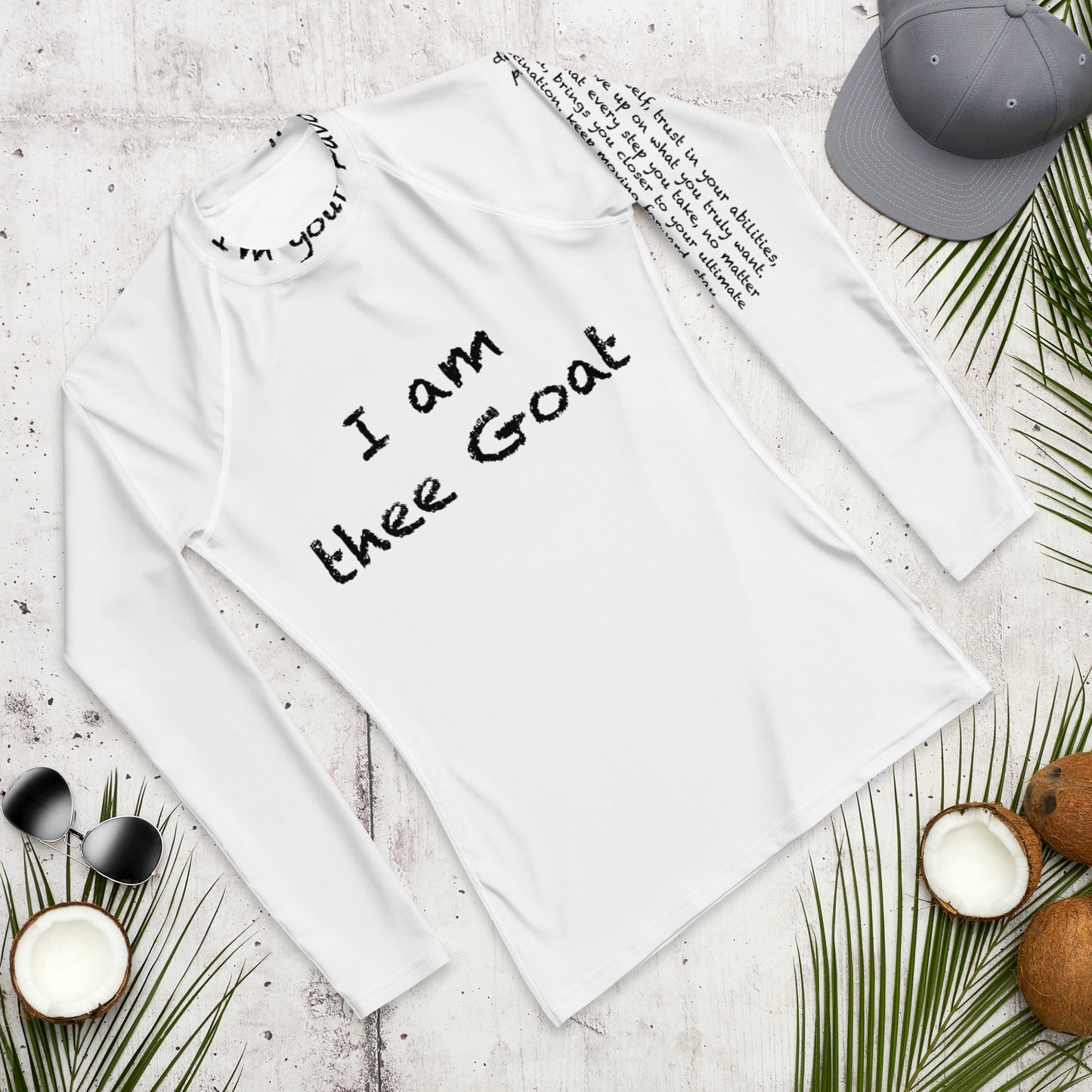 Men's I'm thee goat gym, running, yoga swimming Rash Guard