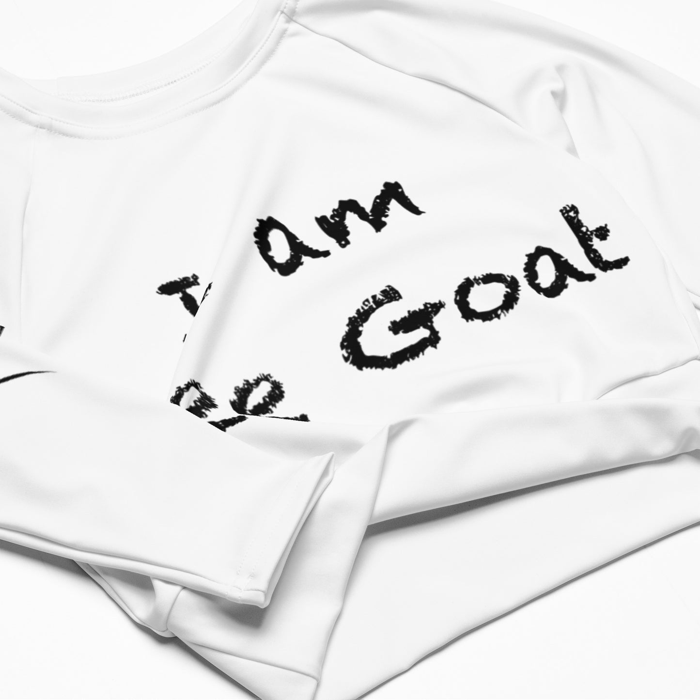 Recycled long-sleeve I AM thee Goat Gym, Yoga, Running, Workout, Swimming, Street wear crop top